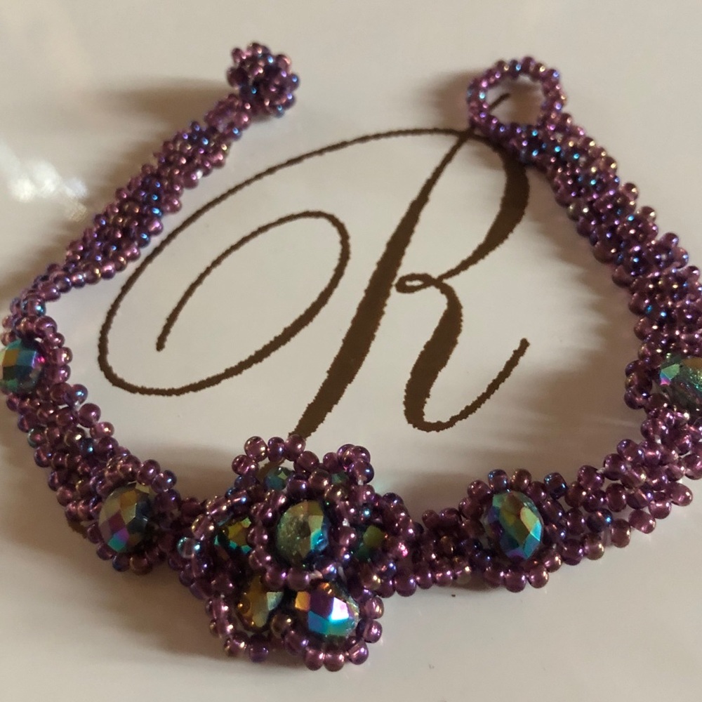 Plum Flowered Bracelet - vintage- unique